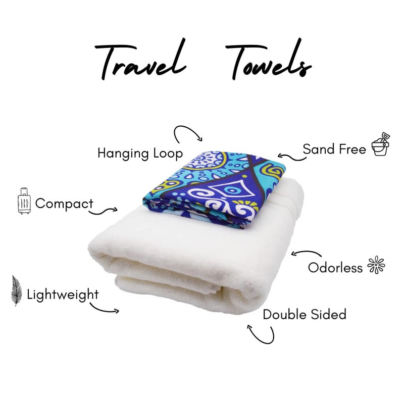 ECCOSOPHY Microfiber Beach Towel -Sand Free Towels are Quick Dry, Light Weight, Super Absorbent-Perfect Pool, Travel, Cruise, Camping Essentials - Oversized Extra Large for Adults (Mykonos) - Image 4